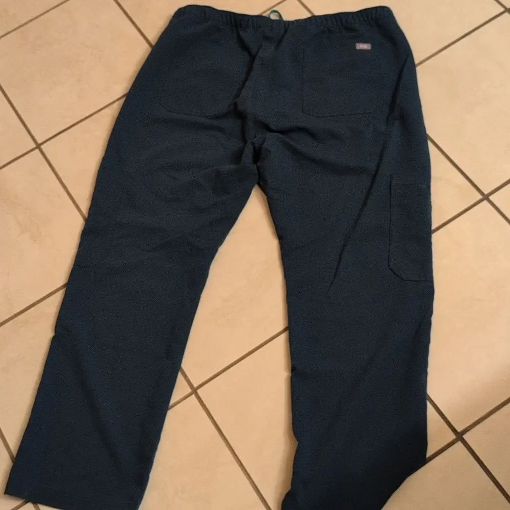 Figs Scrubs Pants Cairo Cargo Scrub Pants Caribbean Blue Zip Fly Tie Waist XL /S
